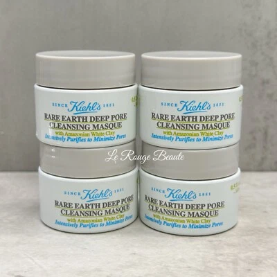 Lot 4x Kiehl's Rare Earth Deep Pore Cleansing Masque 0.5oz / 14ml ea Travel Size - Image 1 of 2