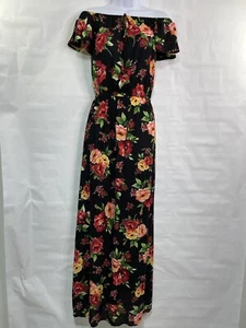 Ambiance Women’s Sz S Floral Crinkle Off Shoulder Elastic Waist Maxi Dress - Picture 1 of 9