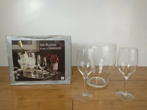 Vtg NEW Wine Glasses with glasses/ glass ice bucket - Picture 1 of 5