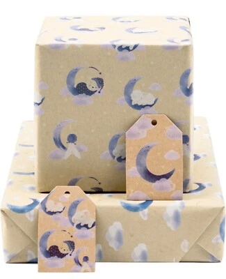  Folha de papel de embrulho para chá de bebê bebê menino menina presente aniversário embrulho kraft  - Imagem 1 de 4