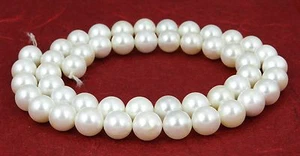 Shell Pearls Glossy White 6 & 8 MM Balls Shell Pearl Strand - Picture 1 of 4