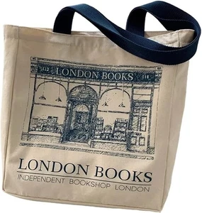 BXCNCKD Vintage London Bookstore Canvas Bag Women'S One Shoulder Tote Bag Large - Picture 1 of 2