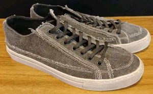 Nothing New Mens Kicks Size 9 W Grey Canvas Distressed Casual Lace Up Sneakers - Picture 1 of 5