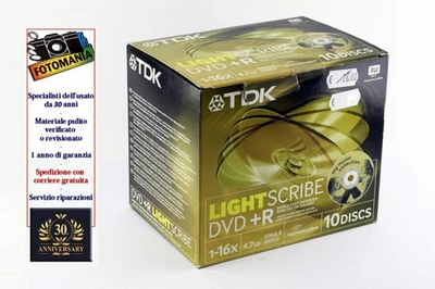 TDK DVD+R 10 pezzi 4,7gb 120min 16x lightscribe nuovi custodia rigida - Image 1 of 2