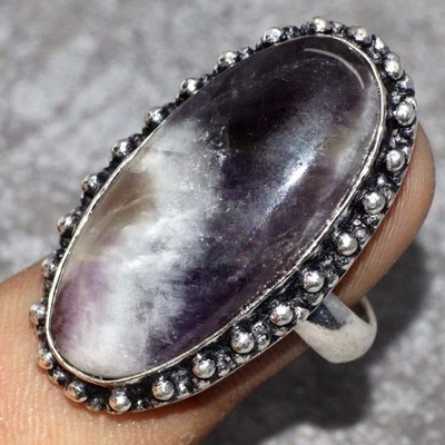 925 Silver Plated Chevron Amethyst Ring Gemstone Handmade Size US 8 GW - Image 1 of 3