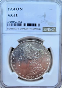 1904-O NGC SLABBED MORGAN 90% SILVER DOLLAR * MS63 * NICE COIN * MIRROR FIELDS - Picture 1 of 3