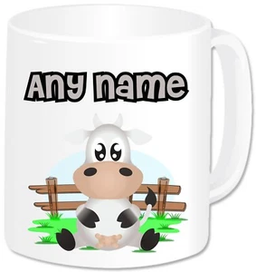 Personalised Cow Mug Farm Animal Custom Name Cup Gift Birthday Christmas Novelty - Picture 1 of 3