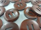 10X Slotted Curved Dark Coffee Brown Wooden Buttons 30Mm Sewing Round Wood Butto