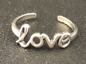 .925 Sterling Silver Adjustable New Handwriting Love Toe Ring Genuine