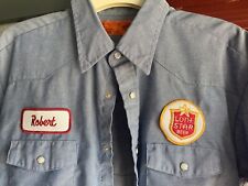 Lone Star Beer Workshirt XL Pearl Snap Red Cap perfect used condition
