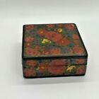 Vintage Hand Painted Wood/Paper Mache Lacquered Box Made In Kashmir