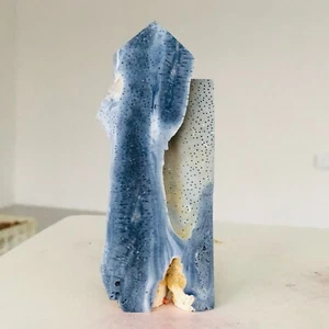 206g Natural Amazing Rare Blue Coral Jade Jasper Tower Point mineral Healing F8 - Picture 1 of 13
