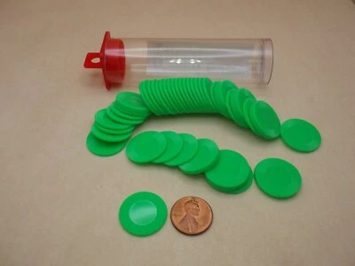 绿色 - 迷你扑克筹码 - 1 管 50 - 计数器、代币、标记宾果游戏 — 第 1/4 张图片