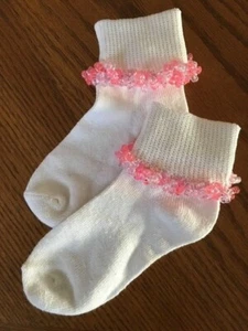 Toddler/Girls Beaded Bobby Socks You Pick Colors and Size Free Ship 5+ Pairs - Picture 1 of 6