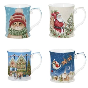 Christmas Fine Bone China Coffee Mug 350 & 415cc in a gift box perfect xmas gift - Picture 1 of 16