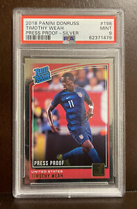 2018 Donruss Timothy Weah Rated Rookie Press Proof Silver PSA 9 Mint USA