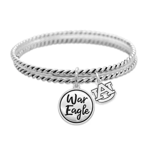 Auburn Tigers War Eagle Twist and Shout Silver Bracelet Jewelry Gift AU Cover