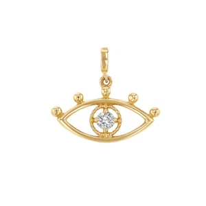 Diamant Auge Anhänger 14K Gelbgold für Halskette oder Armband - Bild 1 von 4