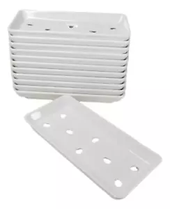 Pack Of 12 White Neta Zara Sushi Case Sashimi Plates With Drip Holes 8" By 3.75" - Picture 1 of 8