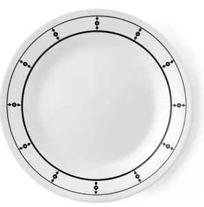 Corelle® Black/White10.25" Dinner Plate Round Dishwasher, microwave New 6-pc Set - Picture 1 of 4