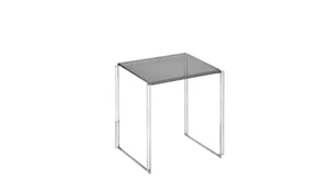 0844C10 Designer-Beistelltisch Platte Glas grigio Gestell Metall chrom - Bild 1 von 4