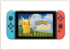 Nintendo Switch Personalised Pokemon Pikachu edible icing 7.5 inch Cake Topper