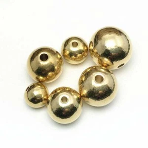 Round 4mm~18mm Solid Brass Metal Light Gold Loose Beads lot for Jewelry Making - Picture 1 of 14
