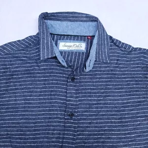 Sovereign Code Flannel Casual Button Up Shirt Mens Size Large L Blue Striped - Picture 1 of 10