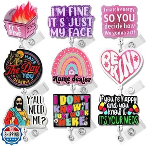 Hotlea 8/9 PCS Funny Badge Reel with Retractable ID Badge Holders with Alliga - Picture 1 of 5