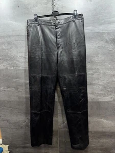 Vintage Y2K Black Motorcycle Leather Pants Rare Men’s Size 56 - Picture 1 of 24