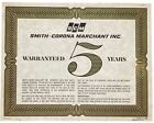 Vintage 1962 Smith-Corona Marchant Inc Five Year Warranty Document - SCM
