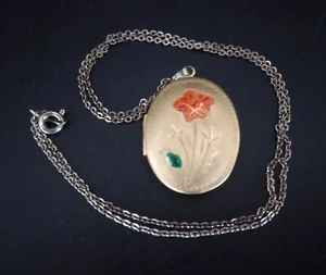 Vintage Flower Locket Pendant Necklace - Picture 1 of 6