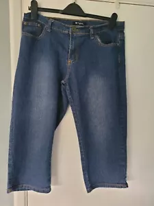 Dark Blue Crop Jeans Size 14 By Originals - Picture 1 of 3