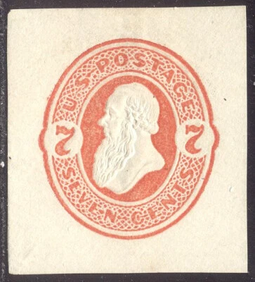 U.S. #U185 SCARCE Unused w/ Cert - 7c Vermilion - Image 1 of 2