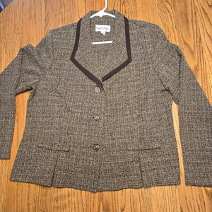 Women’s Size 18 Danny & Nicole Brown Tweed Blazer Jacket - Picture 1 of 7