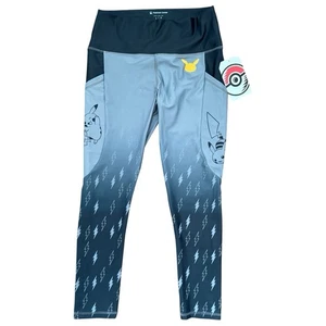 Pokemon Center Pikachu Gray 7/8 Length Leggings Womens Large Breathable Mesh NWT - Picture 1 of 11