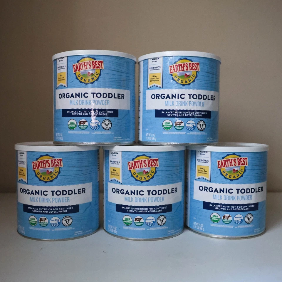 5 latas Earth's Best bebida de leche orgánica en polvo fórmula para niños pequeños con hierro 21 oz 26/04 Foto 1 de 4