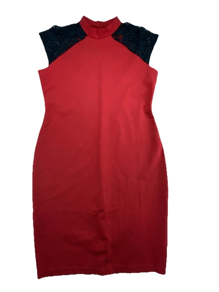 Vestido para mujer Bold Elements corte a curva grande rojo ceñido al cuerpo sin mangas cuello alto Foto 1 de 4