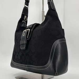 Bolso de mano vintage Coach 6824 Signature bolso hobo de hombro de lona negra - Imagen 1 de 19