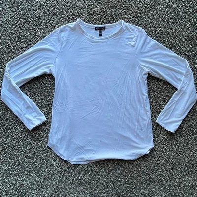 Camisa Eileen Fisher Manga Larga Mujer Mediana Blanca Elástica Invierno Normcore Top Foto 1 de 4