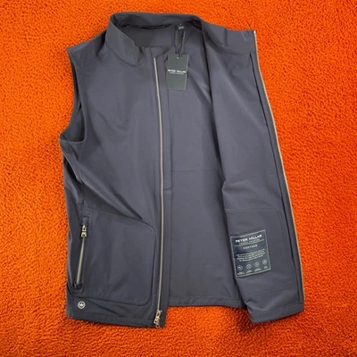 PETER MILLAR Mens SMALL Crown Crafted Contour Vest Navy Blue Golf NEW $245 - Image 1 of 4