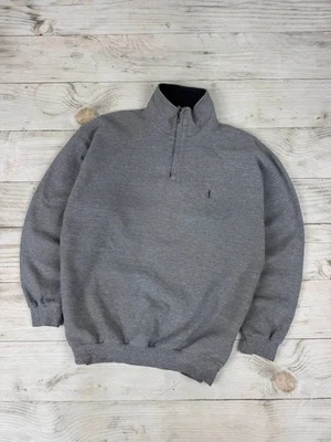 Sudadera De Colección Yves Saint Lauren 1/4 Cremallera YSL 90s Hombres Talla M Gris Foto 1 de 4