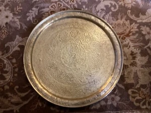 Grande vassoio da tavolo arabo islamico mediorientale placca da parete 13"" vintage - Foto 1 di 5