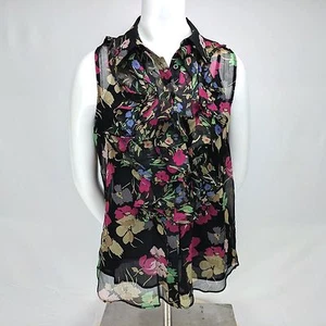 Lauren Ralph Lauren Petite Georgette Blumenmuster gerüschtes Oberteil Größe 8P neu ohne Etikett süß! - Bild 1 von 12