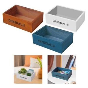 Open Top Wooden Box Organizer Container Home Desk Cabinet Holder Storage Tray - Picture 1 of 20