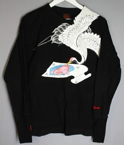 EVISU VINTAGE LONG SLEEVE BLACK BLUE BIRDS BUDDHA SIZE M - Picture 1 of 7