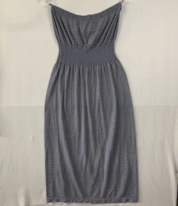 Lerche + grau Maxikleid L/XL trägerlos gestreift Stretch Sommer Sommerkleid gesmokt - Bild 1 von 10