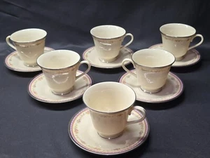 LENOX Coffee / Tea Cup & Sauer AMETHYST Platinum Trim, Purple Band - Set Of 6 - Picture 1 of 8