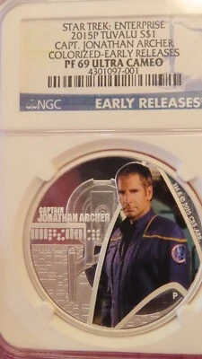 2015 SILVER STAR TREK ENTERPRISE JONATHAN ARCHER   NGC PF69 EARLY RELEASES   - Image 1 of 4