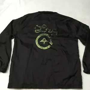 LRG Lifted Research Group Windbreaker Men's Coach Jacket Snap Buttons Black Sz L - Picture 1 of 10